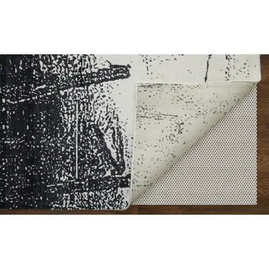 Black and Gray Abstract Hand Woven Area Rug Photo 8