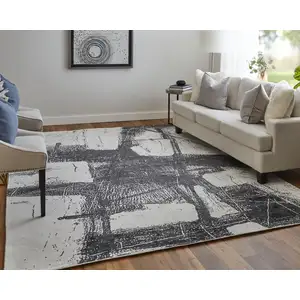 Photo of Black and Gray Abstract Hand Woven Area Rug