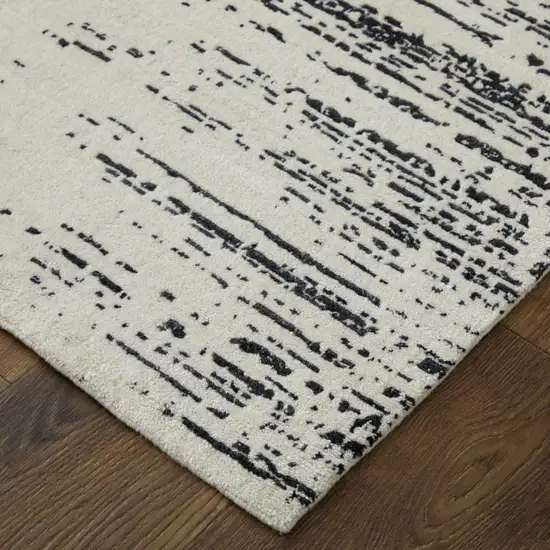 Black and Gray Abstract Hand Woven Area Rug Photo 8