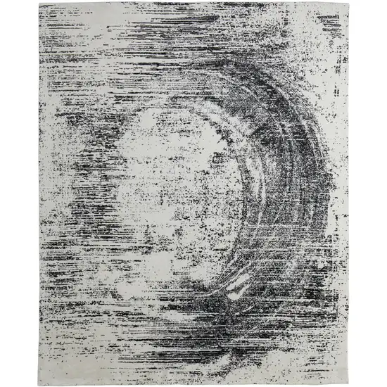 Black and Gray Abstract Hand Woven Area Rug Photo 2