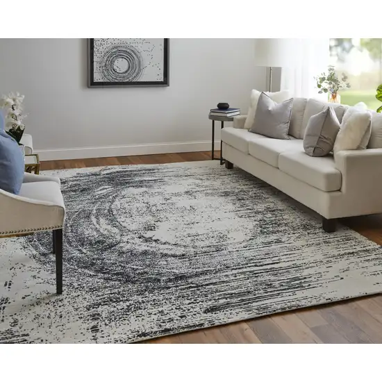 Black and Gray Abstract Hand Woven Area Rug Photo 9