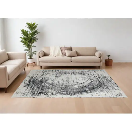 Black and Gray Abstract Hand Woven Area Rug Photo 1