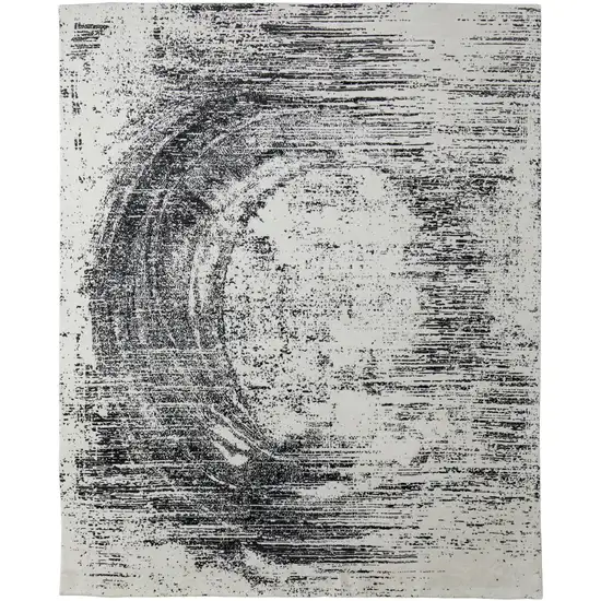 Black and Gray Abstract Hand Woven Area Rug Photo 5