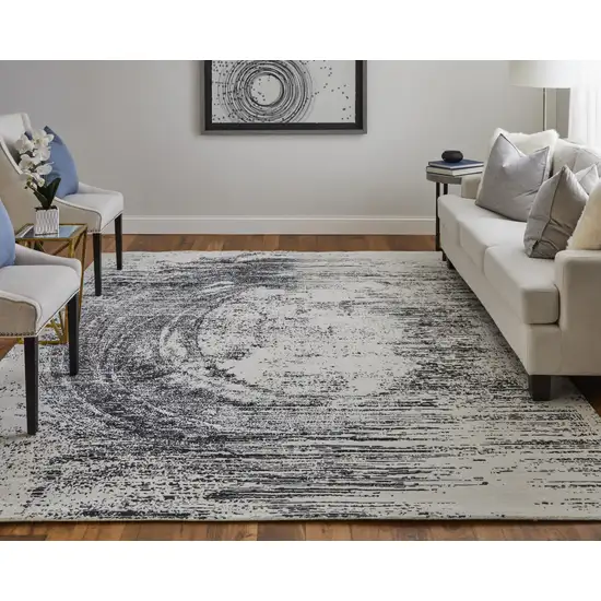 Black and Gray Abstract Hand Woven Area Rug Photo 8