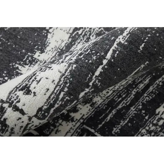 Black and Gray Abstract Hand Woven Area Rug Photo 9