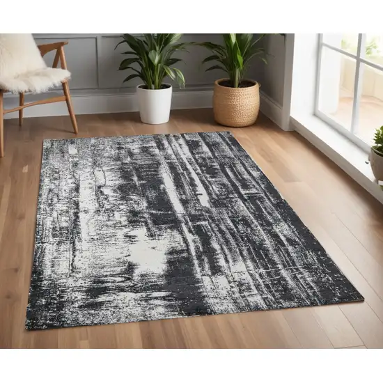 Black and Gray Abstract Hand Woven Area Rug Photo 1