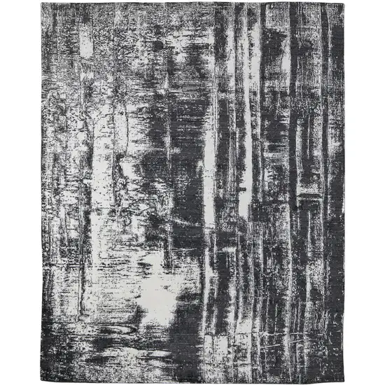 Black and Gray Abstract Hand Woven Area Rug Photo 4