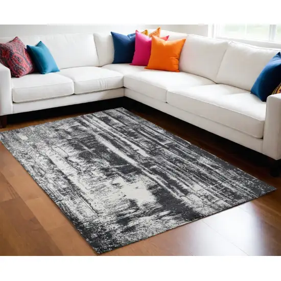 Black and Gray Abstract Hand Woven Area Rug Photo 1