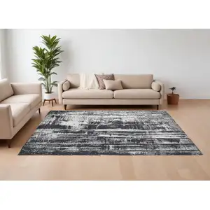 Photo of Black and Gray Abstract Hand Woven Area Rug