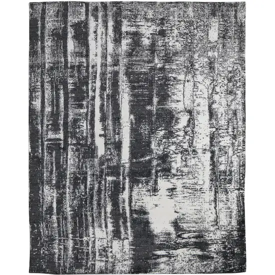 Black and Gray Abstract Hand Woven Area Rug Photo 5