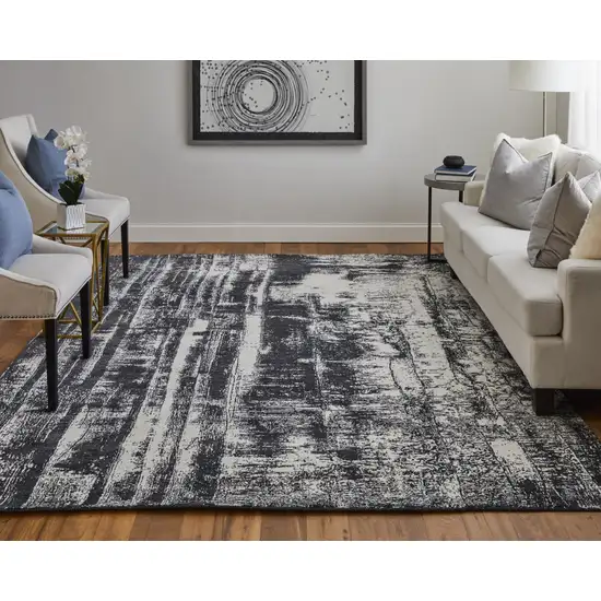 Black and Gray Abstract Hand Woven Area Rug Photo 8