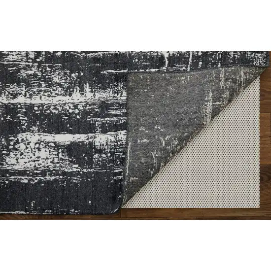 Black and Gray Abstract Hand Woven Area Rug Photo 6