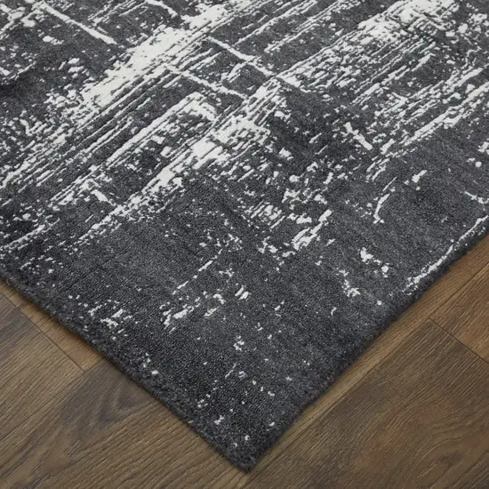 Black and Gray Abstract Hand Woven Area Rug Photo 9