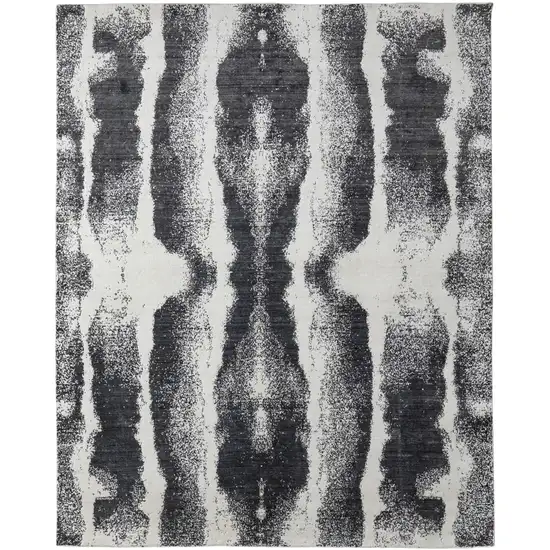 Black and Gray Abstract Hand Woven Area Rug Photo 2