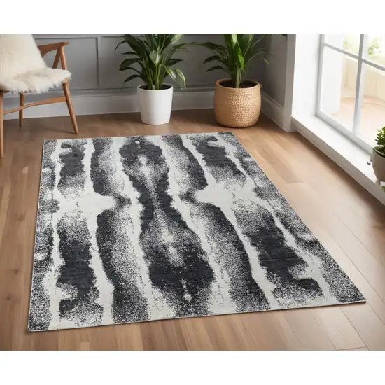 Black and Gray Abstract Hand Woven Area Rug Photo 1