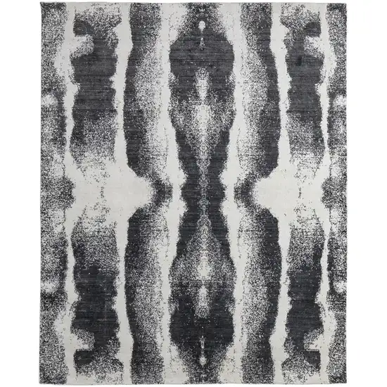 Black and Gray Abstract Hand Woven Area Rug Photo 5