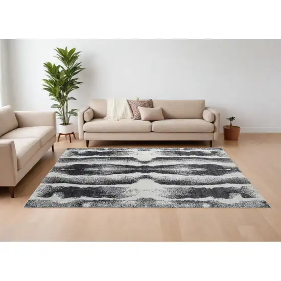 Black and Gray Abstract Hand Woven Area Rug Photo 1