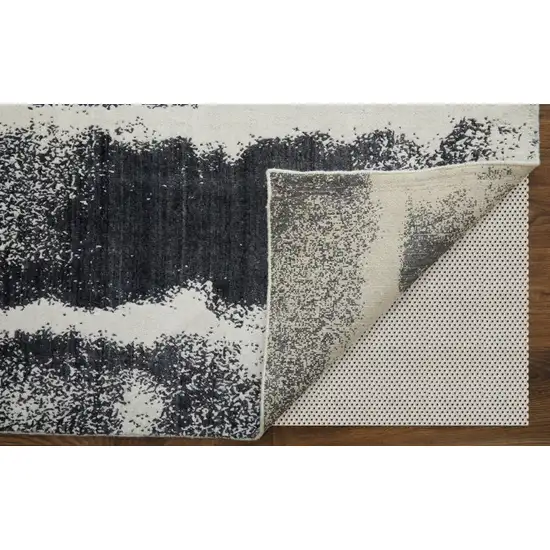 Black and Gray Abstract Hand Woven Area Rug Photo 6