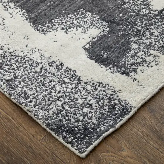 Black and Gray Abstract Hand Woven Area Rug Photo 7