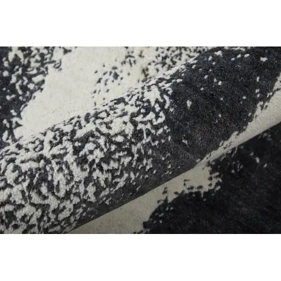 Black and Gray Abstract Hand Woven Area Rug Photo 9