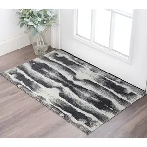 Photo of Black and Gray Abstract Hand Woven Area Rug