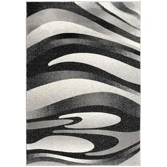 Black and Gray Abstract Marble Area Rug Photo 1