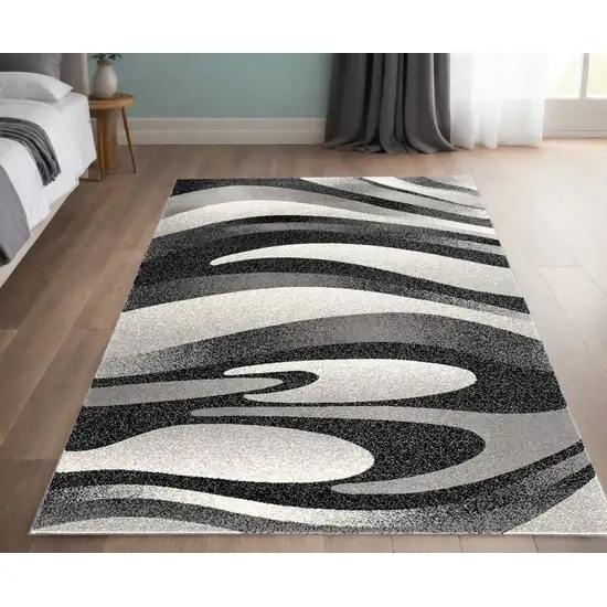 Gray Abstract Power Loom Area Rug Photo 1