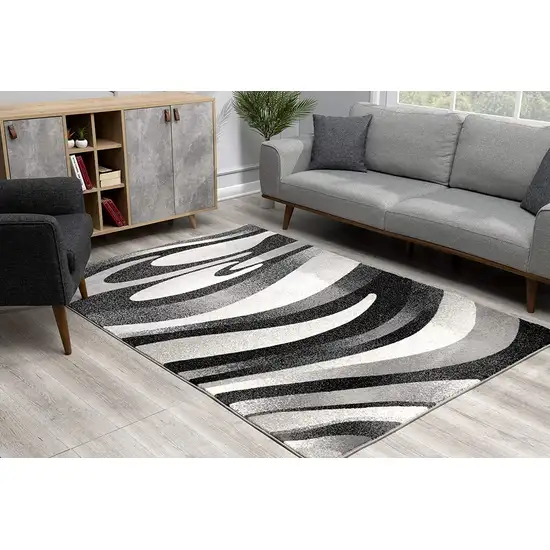 Black and Gray Abstract Marble Area Rug Photo 7