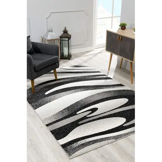 Black and Gray Abstract Marble Area Rug Photo 3