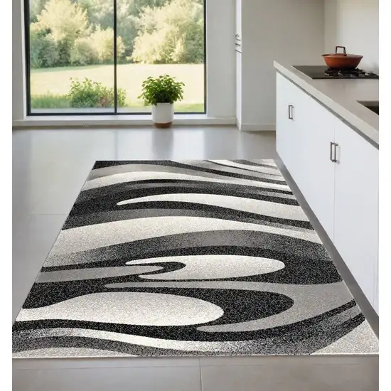 Gray Abstract Dhurrie Area Rug Photo 1