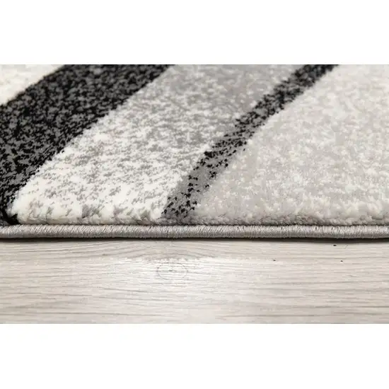 Black and Gray Abstract Marble Runner Rug Photo 5