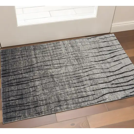 Black and Gray Abstract Power Loom Area Rug Photo 1