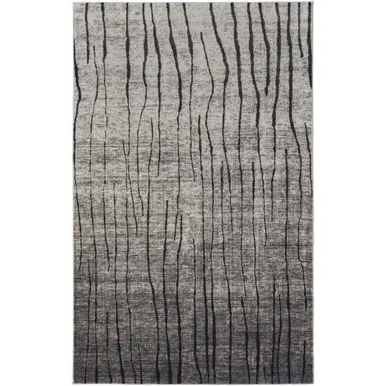 Black and Gray Abstract Power Loom Area Rug Photo 2