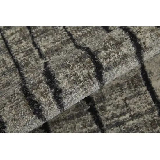 Black and Gray Abstract Power Loom Area Rug Photo 9