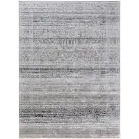 Photo of Black and Gray Abstract Power Loom Worn Faded Area Rug