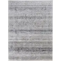 Photo of Black and Gray Abstract Power Loom Worn Faded Area Rug