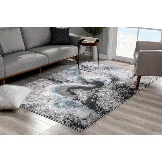 Black and Gray Abstract Whirlpool Area Rug Photo 2