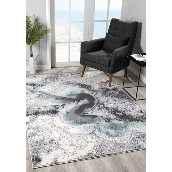 Black and Gray Abstract Whirlpool Area Rug Photo 3