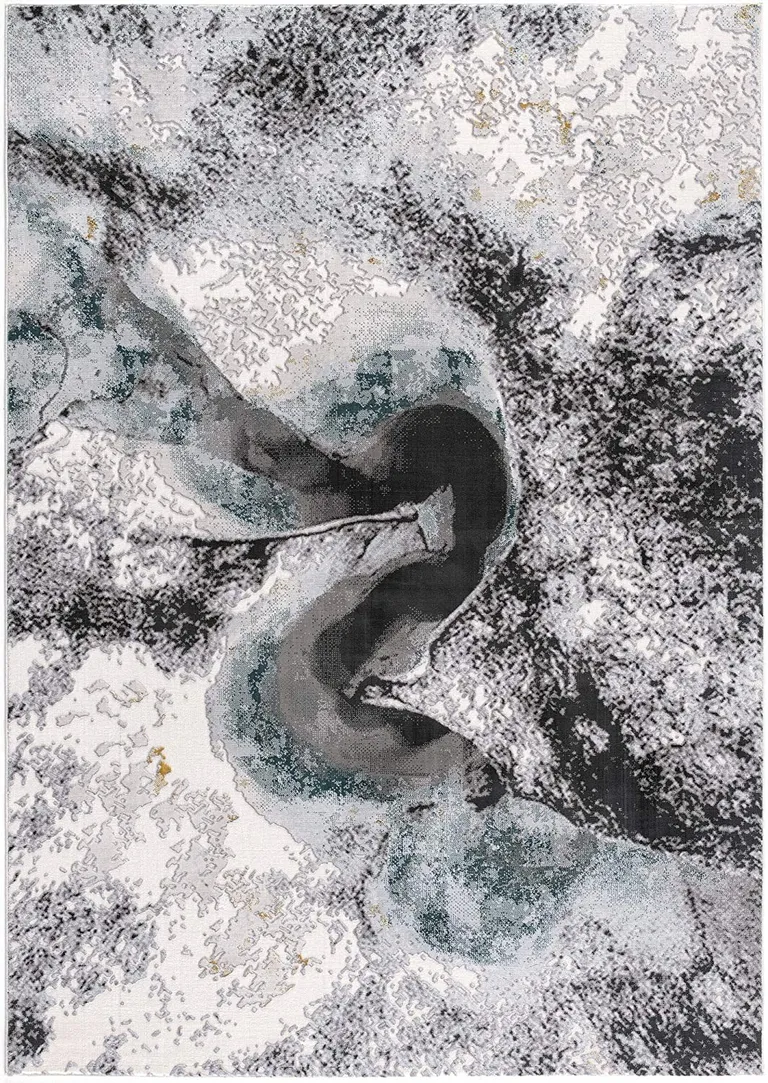 Black and Gray Abstract Whirlpool Area Rug Photo 1