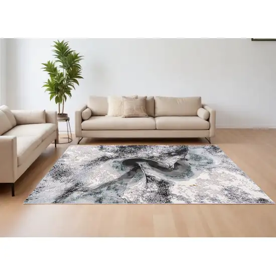 Gray Abstract Power Loom Area Rug Photo 1