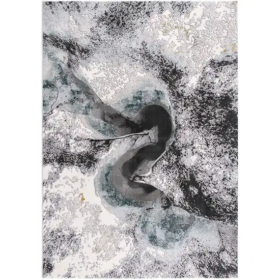 Black and Gray Abstract Whirlpool Area Rug Photo 1