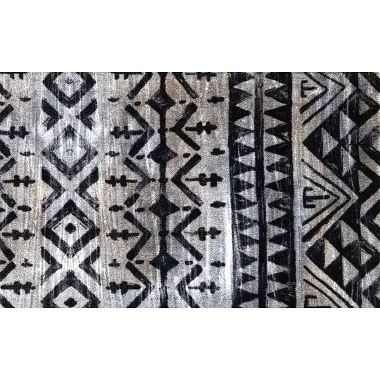 Black and Gray Aztec Washable Floor Mat Photo 2