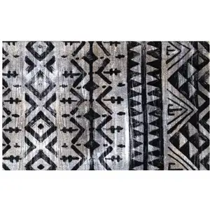 Photo of Black and Gray Aztec Washable Floor Mat