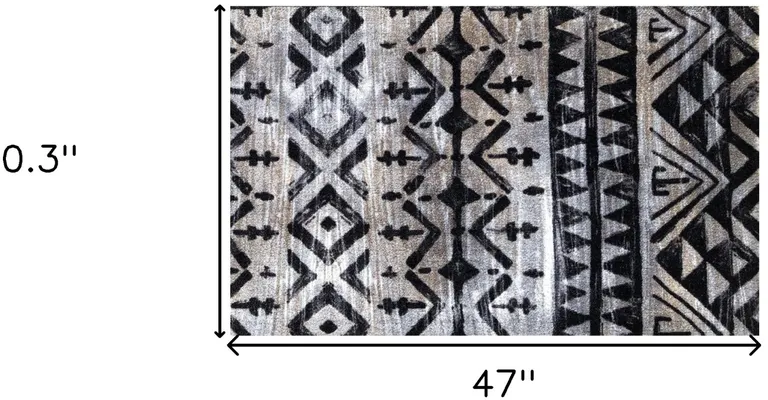 Black and Gray Aztec Washable Floor Mat Photo 4
