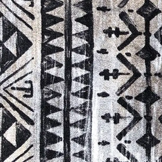 2' x 6' Black and Gray Aztec Washable Runner Rug Photo 5