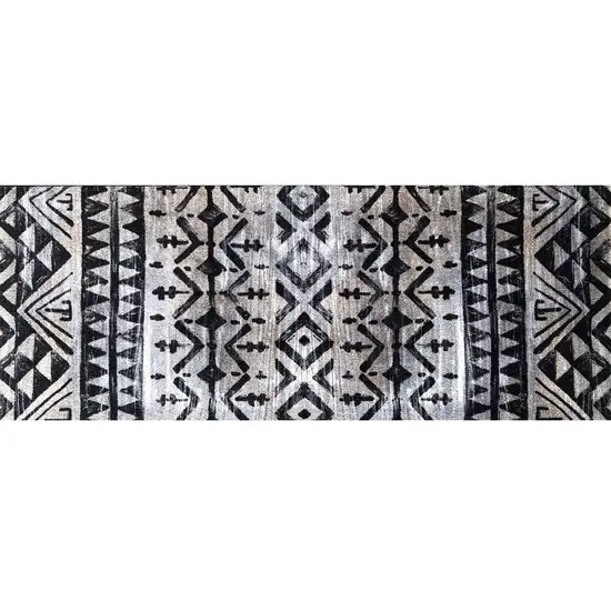 Black and Gray Aztec Washable Runner Rug Photo 1