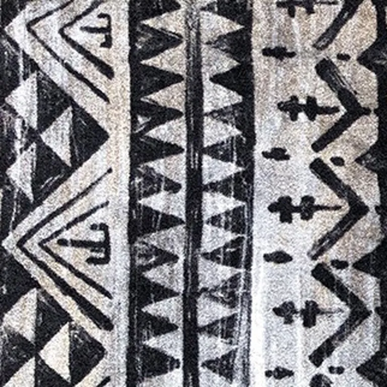 Black and Gray Aztec Washable Runner Rug Photo 4