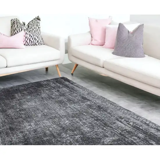 Black and Gray Chevron Non Skid Area Rug Photo 1