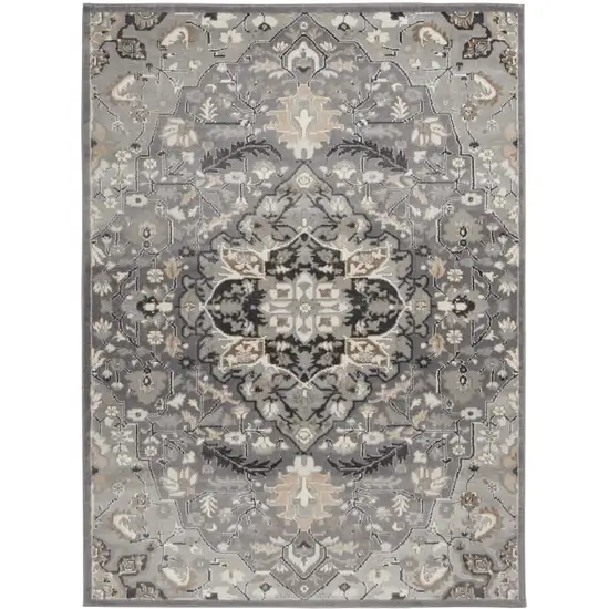 Black and Gray Floral Medallion Non Skid Area Rug Photo 2