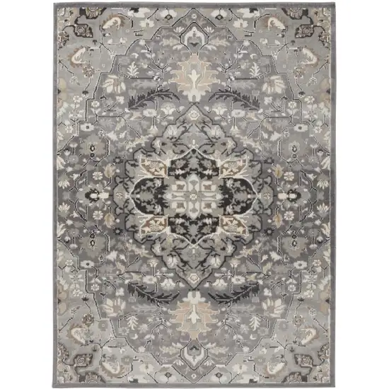 Black and Gray Floral Medallion Non Skid Area Rug Photo 9